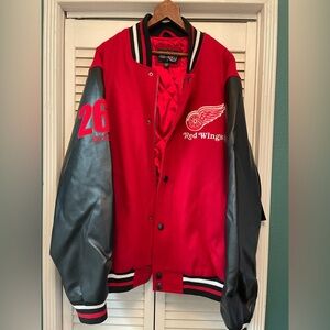 NHL G-lll Sports Red Wings Red and Black Varsity Jacket NWT